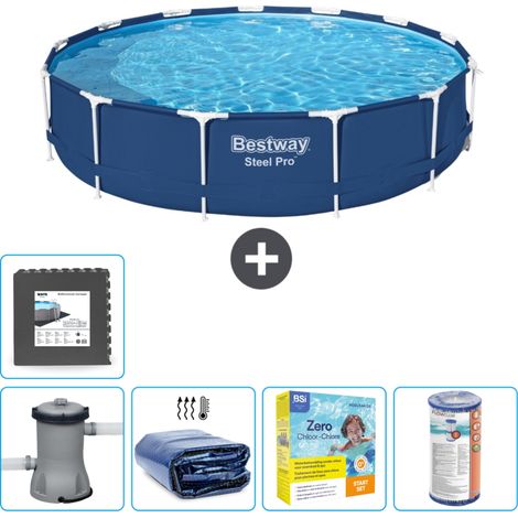 Piscine Bestway Ronde Steel Pro - 396 x 84 cm - Bleue - Comprend des Accessoires CB18 (1/5)