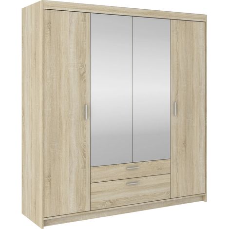 AX LIVING Storicos Kleiderschrank mit Spiegel Sonoma Eiche 4T 176,3 cm