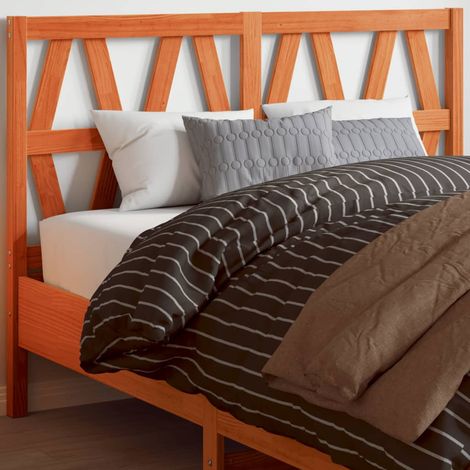Cabecero de cama madera maciza de pino marrón cera 135 cm vidaXL (1/5)