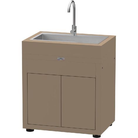 Meuble cuisine extérieure taupe avec évier intégré 80 x 55 cm - Le Marquier