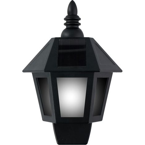 Solar-LED-Wandleuchte, Kaltlicht-/Flammeneffekt, IP44, schwarz