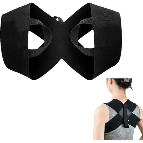 Corsets d'immobilisation Correcteur de posture pour hommes et femmes avec support réglable pour le dos, le cou et les épaules (noir) (1/5)
