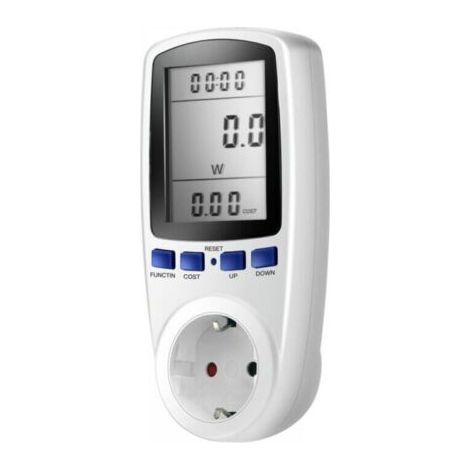 Socket with energy meter, LCD display, 16A, 230V, 50Hz, power consumption, amperage, voltage, maximum power 3680 W, white (1/5)
