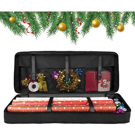 Noir,Organisateur de Papier Cadeau Rangement Sac de Rangement Rouleaux Papier Cadeau Porte Rubans Fête Grande Capacité pour Organisateur Célébration Noël Mariage Décoration Maison (1/5)