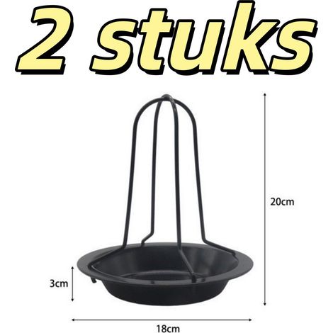 Plat à rôtir pour poulet en Acier inoxydable (inox) 2 pièces - support vertical et lèchefrite - compatible four, grille de rôtissage verticale pour volaille - 18 x 20 cm - noir (1/5)