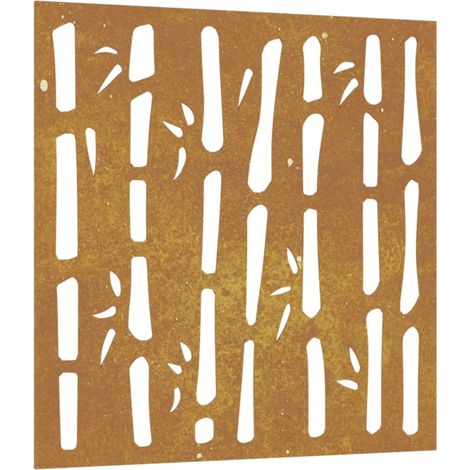 Décoration murale jardin 55x55 cm acier corten design bambou CFW280535 (1/5)