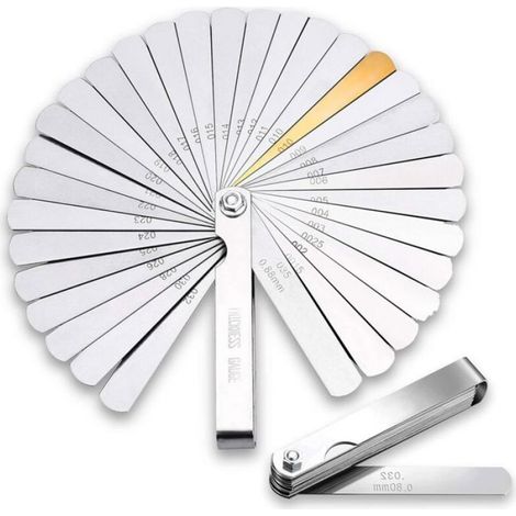 Cales D Epaisseur - 32 Lames Acier Inoxydable - Pour Reglage Soupapes Bougies Moteur - Longueur 90 mm (1/4)