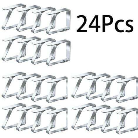24 Mollette per Tovaglie Esterno [5x4 cm] - Acciaio Inox per Giardino, Matrimoni, Pranzi all'Aperto - Antifurto e Universali (1/5)