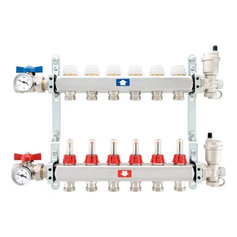 COLLETTORE PREMONTATO COMPLETO CON FLUSSIMETRI- 10 vie 1x3/4- ITAP- pezzi 1