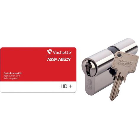 Cylindre double type HDI+ A2P laiton nickelé 4 clés 30X40 - ASSA ABLOY FRANCE VACHETTE