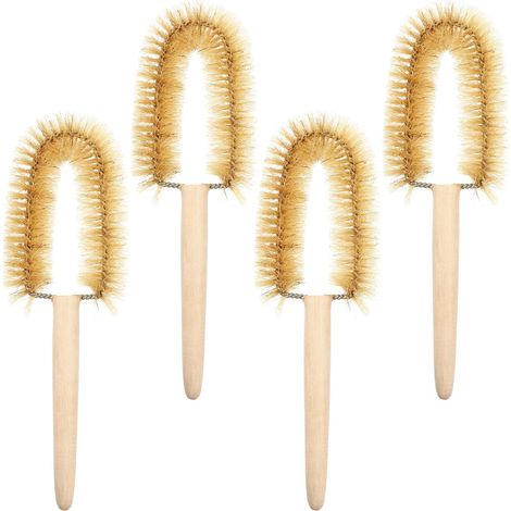 Brosse Multi-usages pour Nettoyage de Bouteilles et Béchers Manche Long en Bois, Lot de 4 Set de Set de Pièces Pratique pour Laboratoire et Usage Quotidien (1/5)