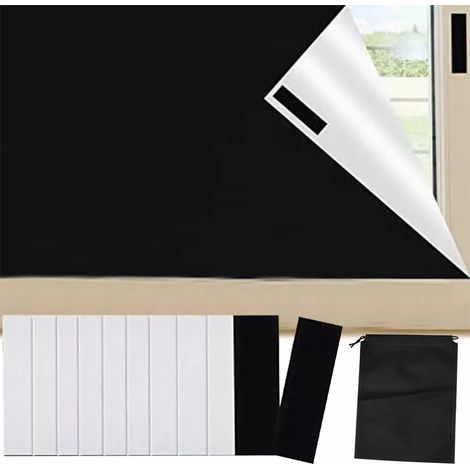 Tissu occultant cent pour cent cent cinquante sur deux cent cinquante centimètres avec velcro pour fenêtre protection contre la lumière (1/5)