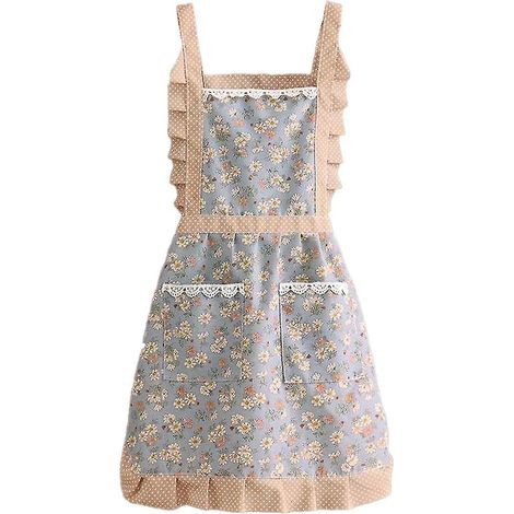 Tablier de cuisine pour femme avec poches, tablier à bavette à plusieurs épaisseurs pour cuisiner, pâtisser, faire des barbecues et jardiner (forme 1) (1/5)
