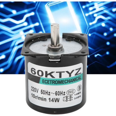 Moteur synchrone à courant alternatif XD60KTYZ+ avec support, 14 W, à aimant permanent, à faible vitesse, bidirectionnel, à couple élevé et arbre excentrique, 10 tr/min, 220 V CA. (1/5)
