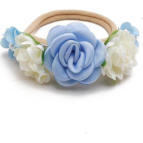 Baby-Haarreif mit künstlicher Blume, aus weichem und elastischem Nylon, Prinzessinnenstil, für Mädchen, niedlich, für Neugeborene und Kleinkinder - 2 (1/5)
