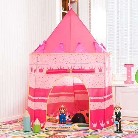Rose Enfants Tente Château Enfants Tente de jeu portable Pop Up avec sac de transport Fille Garçon Indoor Outdoor
