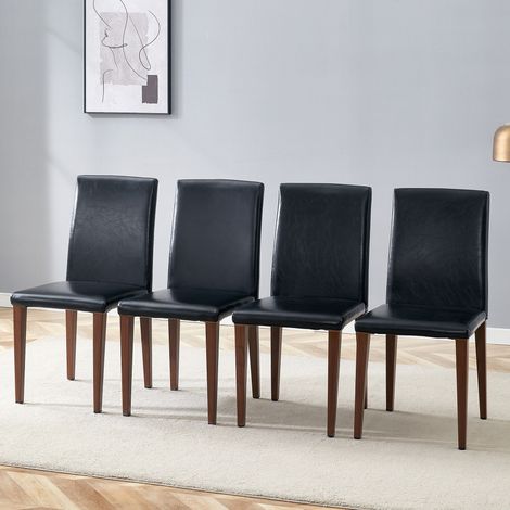 MEUBLIV Set di 4 sedie da pranzo nere e noce con schienale ergonomico (1/5)