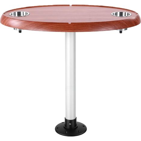 Boat Table with 2 Cup Holders and Drainage Hole, Adjustable Pontoon Table 29.53x17.72x27.17 Inches for RV, Yacht and Marine (1/5)