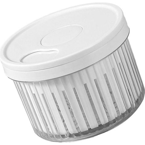 Boîte de rangement ronde multifonctionnelle en plastique blanc pour fruits et légumes, oignons verts et autres petites bêtes. (1/5)