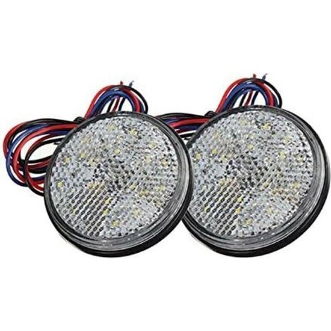 Feux de Remorque LED, 12V Feu Arriere pour Remorque 2PCS remorque Voiture Feu de Freinage Réflecteur Rond LED Feu de Gabarit LED pour Camion de Moto Automobile (Blanc) (1/3)