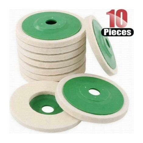 Lot de 10 disques de polissage pour meuleuse d'angle en laine de 4 pouces (10 cm),TRIMEC (1/5)