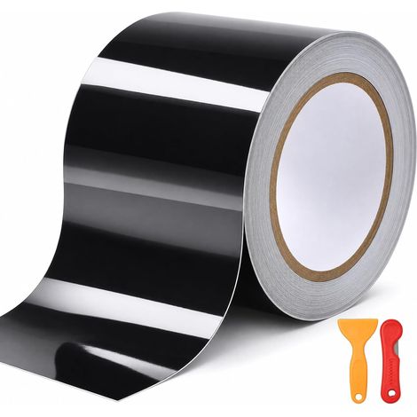 Film de protection de peinture autocollant pour voiture, 5 cm x 9 m, noir mat, avec grattoir et outil de coupe, protection universelle de seuil de porte (noir brillant, 10 cm x 9 m) (1/5)
