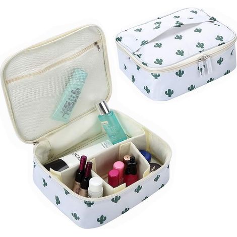 Grande trousse de rangement de voyage pour femme (cactus),