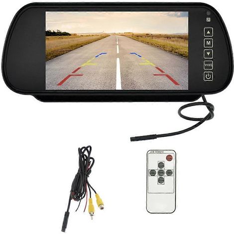 Monitor LCD de 7 pulgadas para espejo retrovisor de coche con pantalla de estacionamiento y asistente de visualización automática para cámara de visión trasera. (1/5)