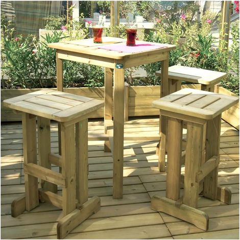 Sgabello alto da esterno in legno Rex 40x45x h80 cm (1/3)