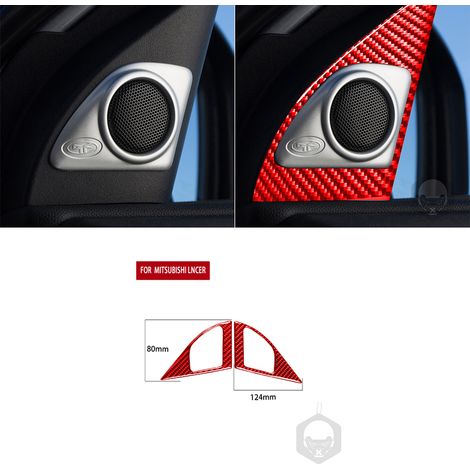 (Tweeters B) compatibles avec Mitsubishi Lancer EVO X MR 2008-2015 Accessoires auto Kit d'autocollants décoratifs intérieurs en fibre de carbone rouge pour porte de garage relevable (1/5)