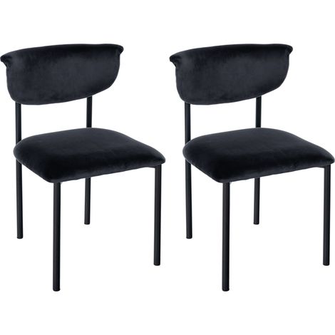 2er Set Esszimmerstuhl Gambell Samt schwarz
