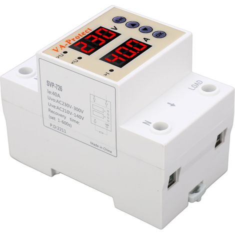 Disjoncteur de protection contre les surtensions et les sous-tensions AC220V à réarmement automatique, réglable, 40A (1/5)
