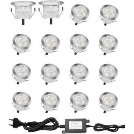 Set mit 16 IP67 wasserdichten LED-Einbaustrahlern – 0,6 W DC12 V – 4000 K weißes Licht – Einfache Installation für Terrassen und Treppen