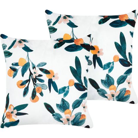 Dekokissen 2er Set KNAUTIA Samtstoff 45 x 45 cm Bunt Pflanzenmuster