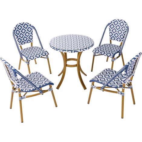 Garden Dining Set 4 Seater RIFREDDO PE Rattan Blue (1/5)