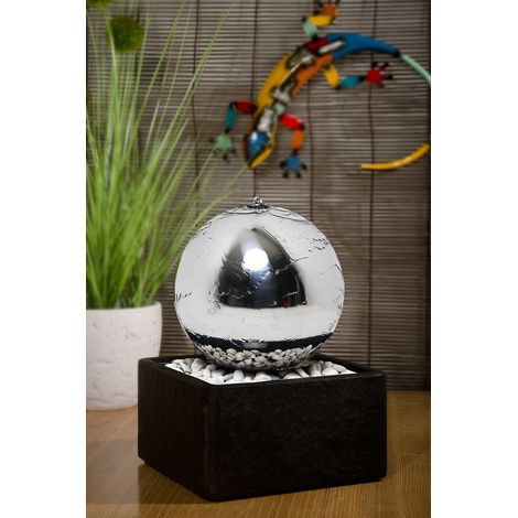 KÖHKO® Zimmerbrunnen "Rumba" 25006 Kugelbrunnen mit LED-Beleuchtung