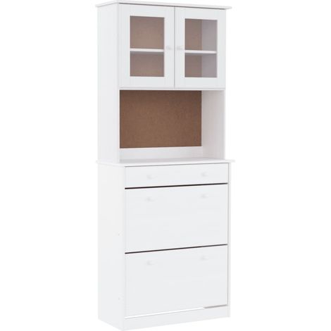 Maison La Vie - Buffet Salon Moderne - Meuble de rangement - ALTA blanc 77x35x188 cm bois massif de pin bu1836