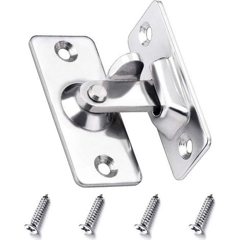90 Degree Stainless Steel Door Lock Latch with Screws for Bedrooms Bathrooms Furniture (1/5)