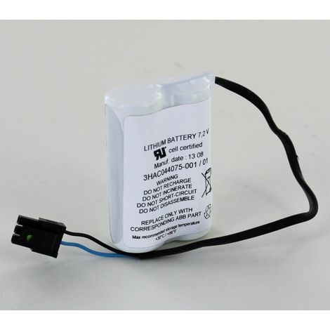 Pile lithium 7.2V 3.6Ah type 3HAC044075-001 pour ABB (3HAC044075-001-C)