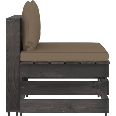 vidaXL Sofá central seccional con cojines madera impregnada gris (1/2)