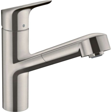 Hansgrohe Focus M43 - Miscelatore per lavello con bocca estraibile, in acciaio inox 71842800 (1/3)