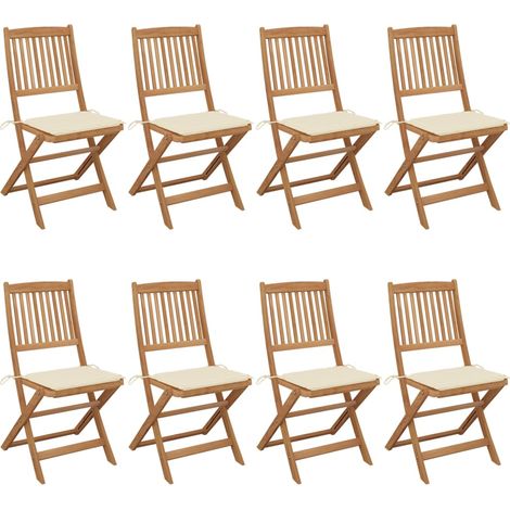 8 Stk. Klappbare Gartenstühle,Faltbare Gartenstühle,Klappstuhl mit Kissen Massivholz Akazie BZRBD403225 (1/5)
