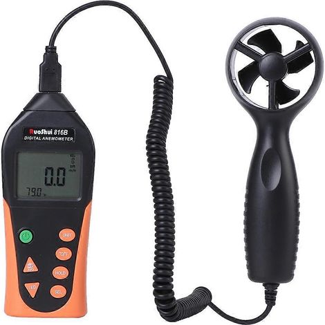 816B Digitales Anemometer, tragbares Windgeschwindigkeitsmessgerät mit hintergrundbeleuchtetem LCD-Display