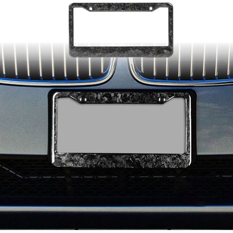 Cadres de plaques d'immatriculation en fibre de carbone forgée aux normes américaines et adaptés aux Tesla Model 3, Model Y et Model S. (1/5)