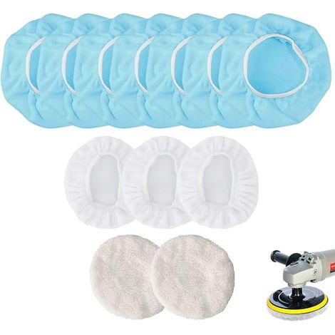 Set de Pads de Polissage pour Machine 230-250 mm  Pads Non-tissés, Microfibres, Laine  pour Voiture, Métal, Bois et Meubles (1/5)