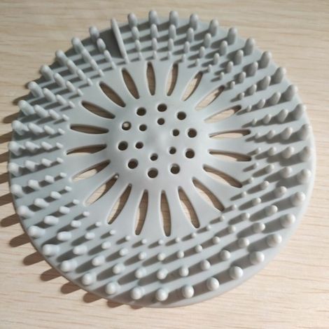 Couvercles de Drain de Douche, Filtre Attrape Cheveux Douche Silicone Tube Drainer Attrape Cheveux Bouchon avec Ventouse pour Cuisine Salle de Bain(gris clair) (1/4)
