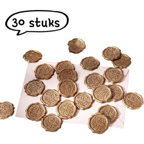 Lot de 30 autocollants pour enveloppes avec tampons de cire et pièces de cire à embosser pour faire parts de mariage et décoration vintage marron (1/5)