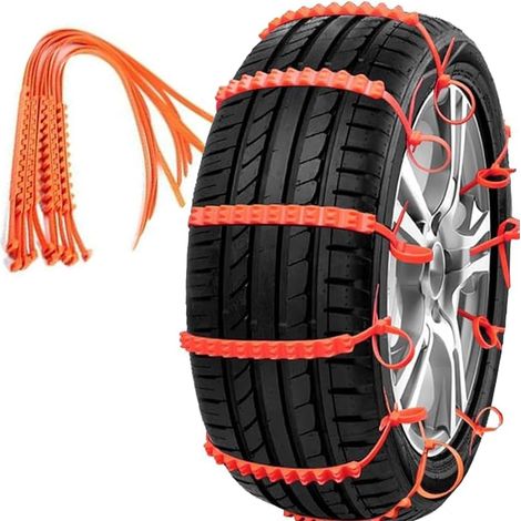 10-piece set of car snow chains, reusable anti-snow chains for snow tires, for winter driving on muddy roads, suitable for cars, SUVs, pickups, and trucks.