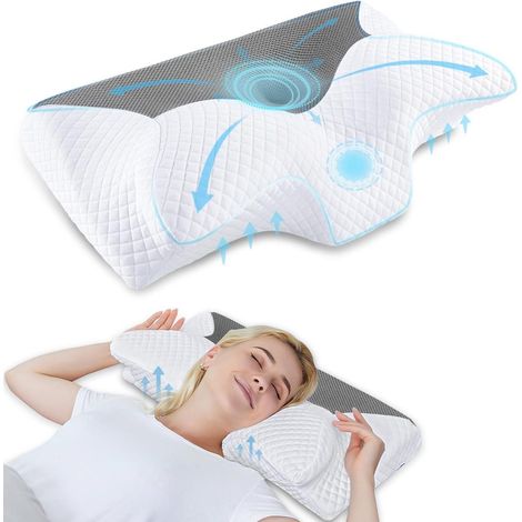 Kissen Nackenstützkissen Memory Foam 60 x 35 x 8 12cm Grau (1/5)
