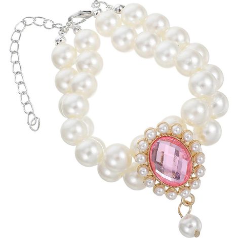 Collar de perlas para mascotas para perros pequeños, ajustable, decorativo, de doble capa. (1/5)
